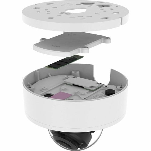Hanwha PNV-A6081R-E2T P Series 2MP Outdoor IR Vandal Dome IP Camera Pre-Loaded with SolidEDGE WAVE VMS and 2TB SSD, 4.38-9.33mm Motorized Varifocal Lens, White