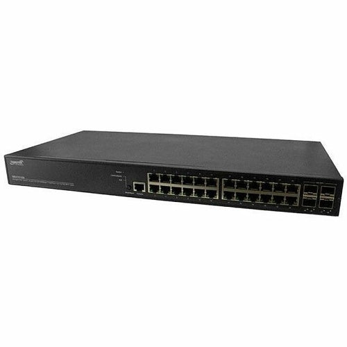 Lantronix SM24TAT4XB-EU 24-Port Managed Gigabit Ethernet PoE+ Switch with 4 1G/10G SFP+, 370W, European Power Cord