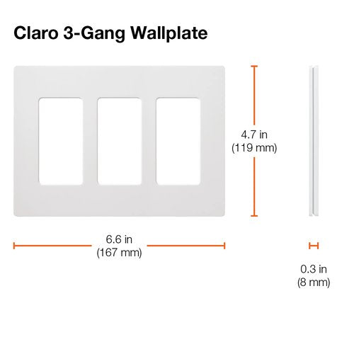 Lutron SC-3-CY Claro 3 Gang Wall Plate for Decorator-Style Dimmers, Switches, and Outlets, Satin Finish, Clay