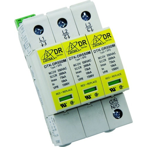 DITEK DTK-DR480P4 DR Series DIN Rail Surge Protector Device, 277/480V Wye