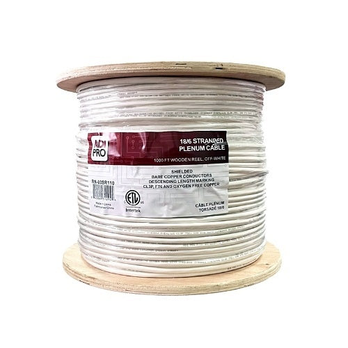 ADI PRO RN-80SR110 18/6 Stranded Plenum Shielded Cable, CL3P, Wooden Reel 1000\', Off White