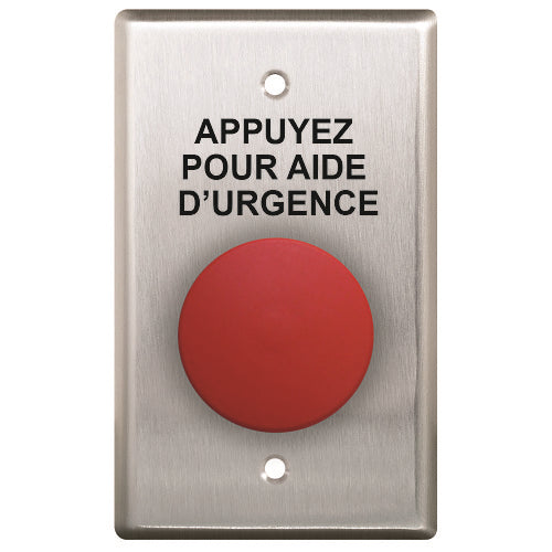 Camden CM-450R/12F Single Gang, Push/Pull, N/O and N/C Stainless Steel Faceplate, Maintained, \'APPUYEZ POUR AIDE D’URGENCE’