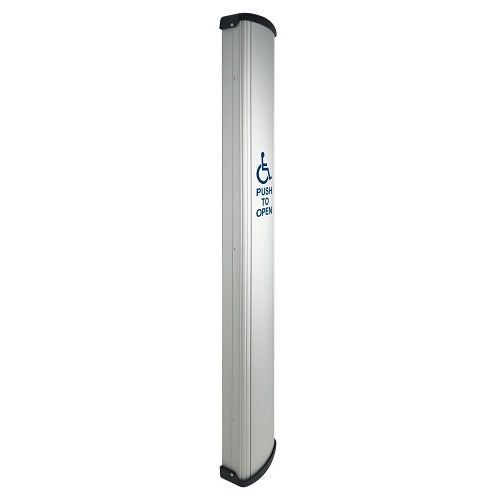 Camden CM-8436/4 CM-84 Series Column Side Load Push Plate Switch, WHEELCHAIR Symbol and PUSH TO OPEN Label, 36\\" x 6\\", Anodized Clear Aluminum