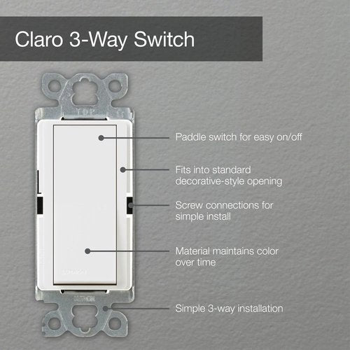 Lutron SC-3PS-CY Claro Single Pole / 3-Way, On / Off Rocker Switch, 15A, Satin Finish, Clay