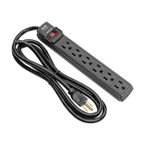 Tripp Lite TLP6B Protect It! 6-Outlet Surge Protector, 6\' Cord, 360 Joules, Diagnostic LED, Black Housing