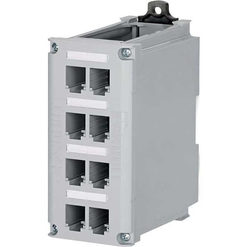 Panduit CDPP8RG-S Mini-Com 8-Port DIN Rail Shielded Patch Panel, Gray