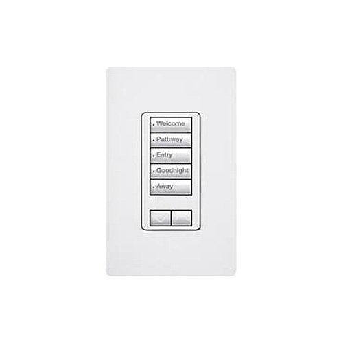 Lutron RRD-HN5BRL-WH RadioRA seeTouch CL Hybrid Keypad, Button w/ Raise-Lower, White
