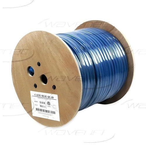 Wavenet H16E16QMBL2-500 (1) CAT6 and (1) RG-6 Siamese Quad Shield Composite Cable, Blue, Reel, 500\'