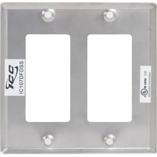 ICC IC107DFDSS Decorex Faceplate with Insert Spaces in Double Gang, Stainless Steel