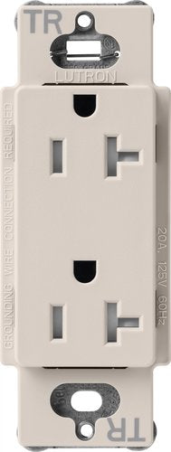 Lutron SCRS-20-TR-TP Claro 20A Tamper-Resistant Duplex Receptacle, Decorator-Style Outlet, Satin Finish, Taupe