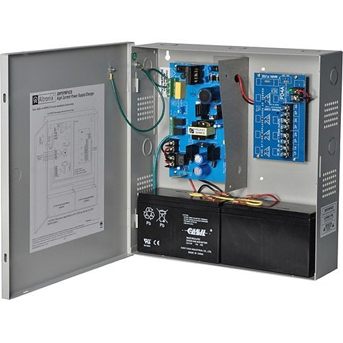 Altronix 4 PTC Outputs Supervised Power Supply/Charger. 12/24VDC @ 4A. Grey Enclosure Image of AX-SMP5PMP4C