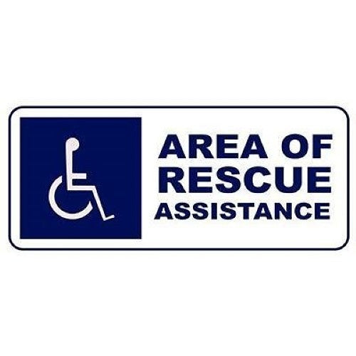Cornell SN-P42F Area of Rescue Assistance Informational Sign, 18-5/8\\" x 7-7/16\\", White