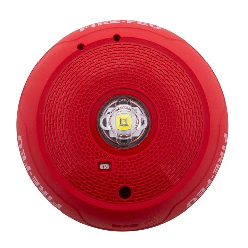 System Sensor SCRLED-B Series Ceiling Mount Strobe with LED, \\"FIRE/FUEGO\\", Red