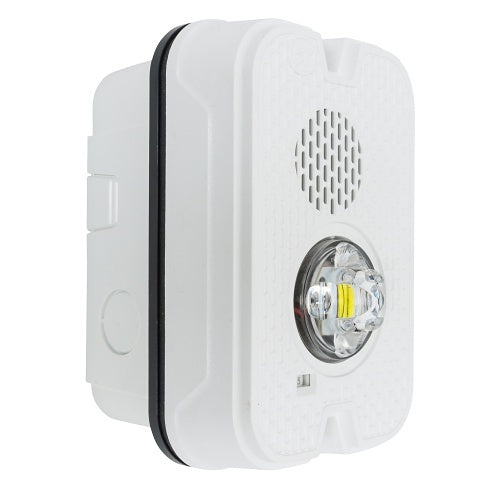 System Sensor P2GWKLED-P L-Series Outdoor Compact Wall-Mounted Horn Strobe, Plain, White