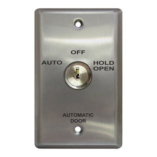 Camden CM‑180/22 Stainless Steel Automatic Operator Control Key Switch, 3‑Position Maintained (Off/Auto/Hold‑Open)