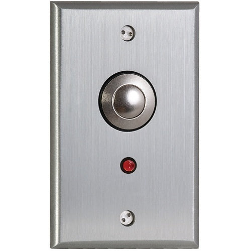 Camden CM-9080-7012 Vandal Resistant Push Button Exit Switch, DPDT, Momentary, 12/24VDC, Brushed Aluminum