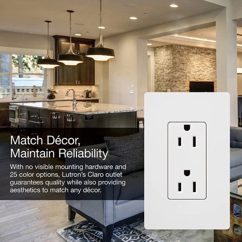 Lutron SCRS-20-TR-TP Claro 20A Tamper-Resistant Duplex Receptacle, Decorator-Style Outlet, Satin Finish, Taupe