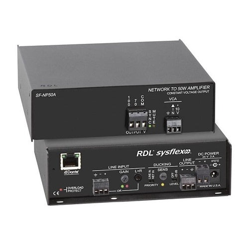 RDL SF-NP50A Network to 50 W Mono Audio Amplifier, 70/100V