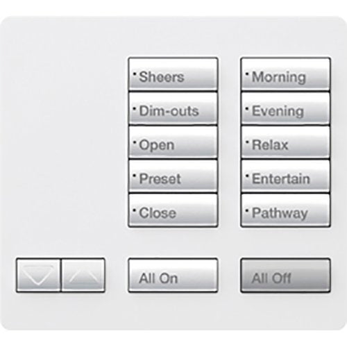 Lutron RR-T10RL-SW RadioRA 2 Tabletop Designer Keypad, Works with RA3 Systems, 10 Button with Raise / Lower, All On and All Off, Snow White