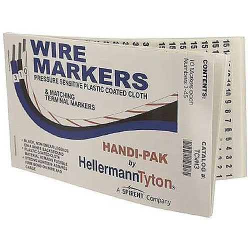 HellermannTyton TCWM3 Handi-Pak Marker Booklet, (10) 1-45, White