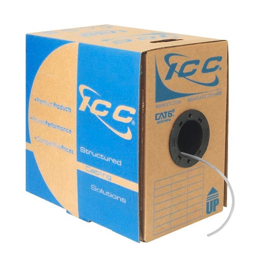 ICC ICCABP6EWH CAT6e CMP Plenum 23AWG 100% Solid Pure Copper Unshielded Bulk Ethernet Cable, UTP, PoE++, 600 MHz, UL Certified, ETL Verified, 1000\' Reelex Pull Box, White