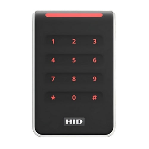 HID 40KNKS-01-00U71F Signo 40K Contactless Smartcard Keypad Reader with Pigtail Connection, Seos Profile, Black with Silver Trim