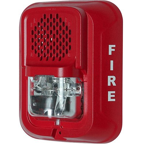 System Sensor P2RLA-LF L-Series Indoor Selectable Output Low Frequency Wall Sounder Strobe, \\"FIRE\\" Marking, Red