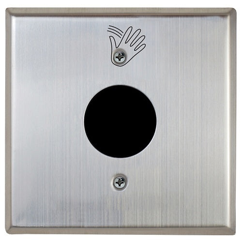 Camden CM-324/40SW Wired Touchless Switch, Economical, 1-Relay, No Inputs, Double Gang Faceplate, No Illumination, Rubber Gasket, Compatible Surface Mounting Box CM-43CBLA, Hand Icon, Stainless Steel