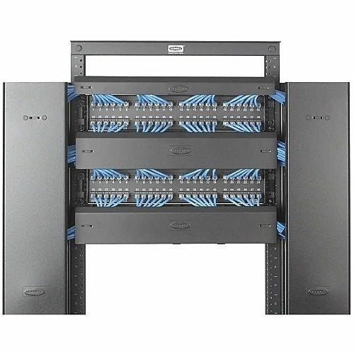 Hubbell HS23C S-Series Horizontal Cable Management, 2-Unit, 3\\" Extension with Cover, Black