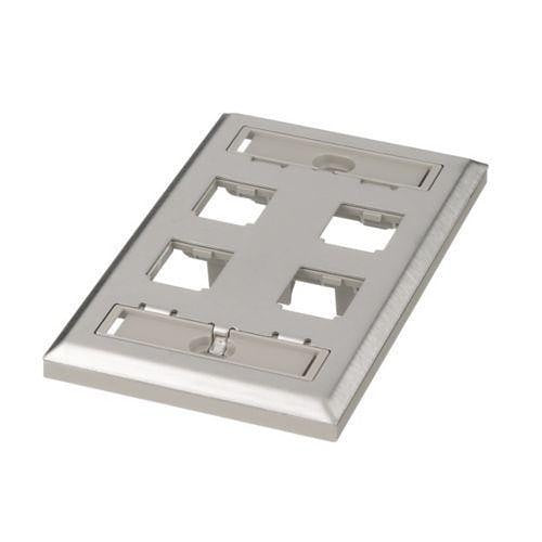Panduit CFPL4SY Wall Plate, 4 Port Single Gang