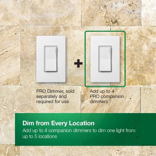 Lutron ST-RD-BW Sunnata Companion Dimmer Switch, Multi-Location Dimming for Sunnata PRO LED+ Touch Dimmer (ST-PRO-N), Brilliant White