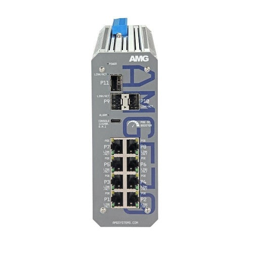 AMG Systems AMG570-8GAT-3S-P240-LV AMG570 Series Industrial 11-Port Managed Switch, 8 x 10/100/1000Base-T(x) RJ45 Ports, 3 x 100/1000/2.5G Base-FX SFP Ports