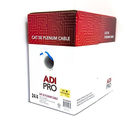 ADI PRO 0E-CAT5PBL CAT5e Plenum Cable, 24/4 Solid BC, U, UTP, CMP/FT6, 1000\' (304.8m) Express Box, Blue