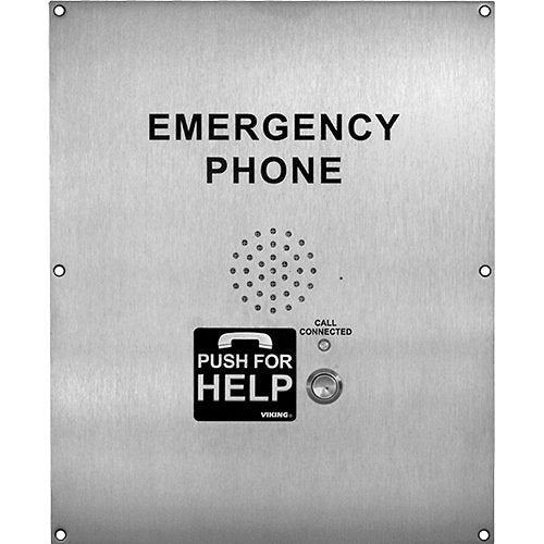 Viking E-1600-02A ADA Compliant Stainless-Steel Handsfree Emergency Phone with Digital Voice Announcer, Phone Line Powered