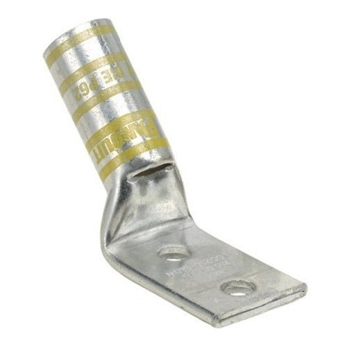 Panduit LCC4-14AWH-L Compression Connector Lug, 2-Hole, #4-#3AWG, Copper