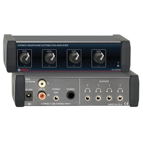 RDL EZ-HDA4B 4-Channel Stereo Headphone Distribution Amplifier