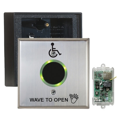 Camden CM-SK336/42SW SureWave CM-336 Series 2-Gang Wireless No-Touch Switch Kit, Battery Powered, \'Wave to Open\' Graphics, Stainless Steel