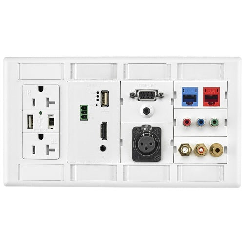 Hubbell IMFP1D3OW iStation 4-Gang Plate Frame Decorator Opening, 3-Unit, Light Almond / Office White