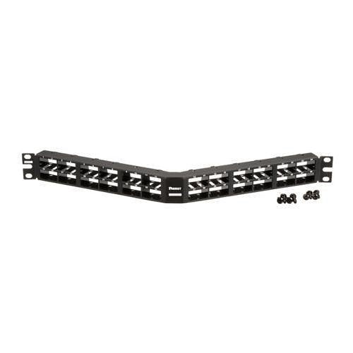 Panduit CPPA48HDWBLY Mini-Com 48-Port Angled High Density Modular Patch Panel, 1RU, Black