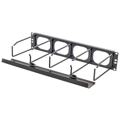 Hubbell HM47C M-Series 4-Unit Horizontal Cable Management, 7\\" Extension, with Cover, Black