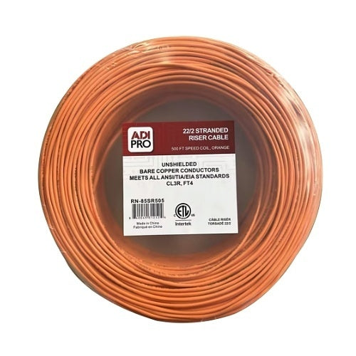ADI PRO RN-85SR505 22/2 Stranded Riser Unshielded Cable, CL3R, 500\' Speed Coil, Orange