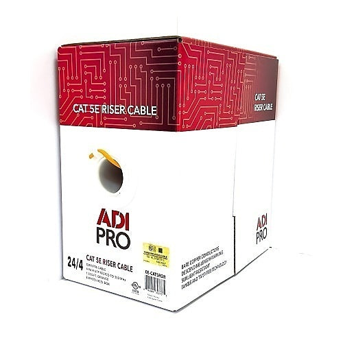 ADI PRO 0E-CAT5ROR CAT5e Riser Cable, 24/4 Solid BC, U, UTP, CMR/FT4, Sunlight Resistant, 1000\' (304.8m) Express Box, Orange