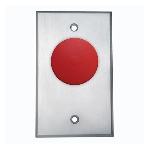 Camden CM-4050R 5/8\\" Push Button, Aluminum Faceplate, N/O and N/C, Maintained, Red Button