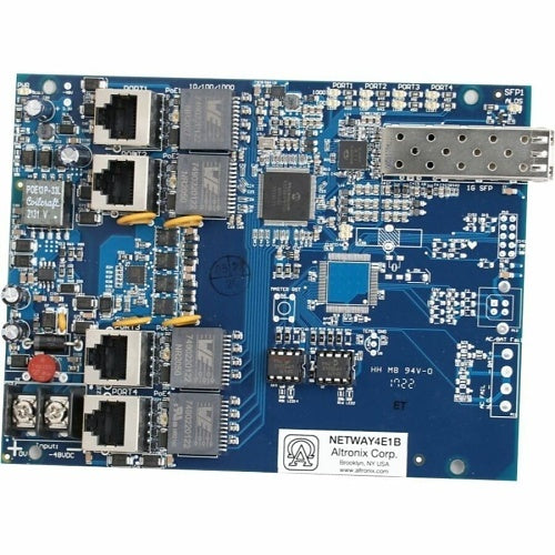 Altronix NETWAY4E1B 4-Port PoE+ Hardened Switch Board, 120W