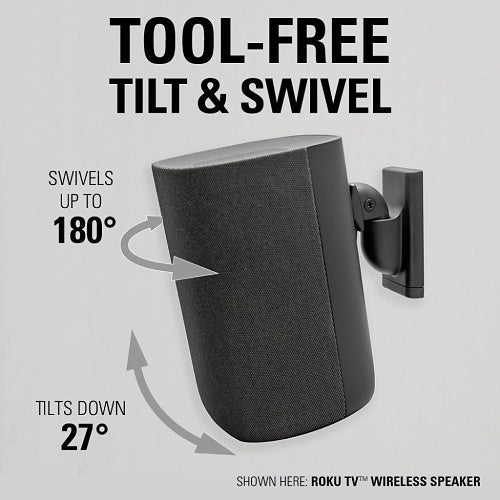 Sanus WSWMU1-B2 Speaker Wall Mount for Bookshelf Speaker up to 10 lb