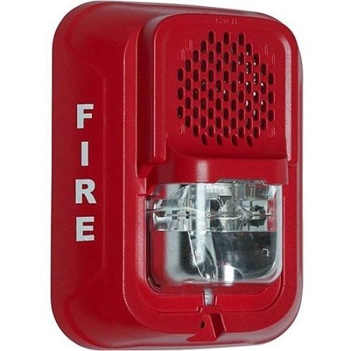 System Sensor P2RLA-LF L-Series Indoor Selectable Output Low Frequency Wall Sounder Strobe, \\"FIRE\\" Marking, Red