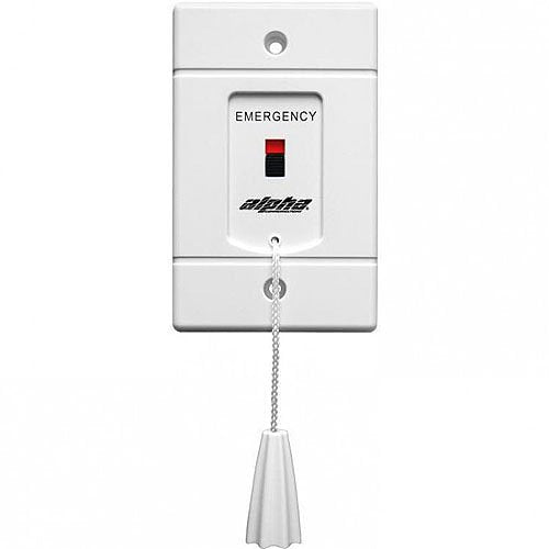Alpha SF117/4A Emergency Pull Cord Station with Red Indicator, Emergency Imprinted, Adjustable Pull Cord, White Faceplate