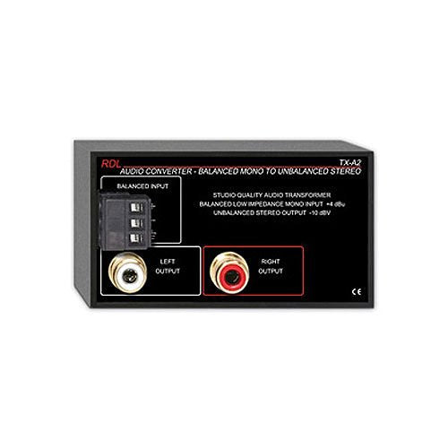 RDL TX-A2 1-Channel Audio Converter, Balanced to Unbalanced Image of RL-TXA2