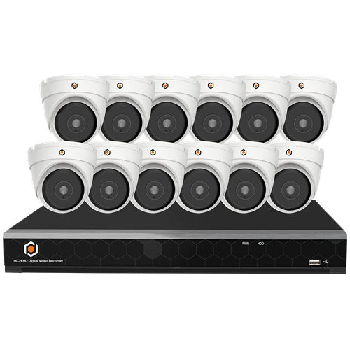 G.S.D KIT12AIO8MP-AI Fennec, 16 Channel, 12 Camera, 8MP Analog Camera, Kit, White