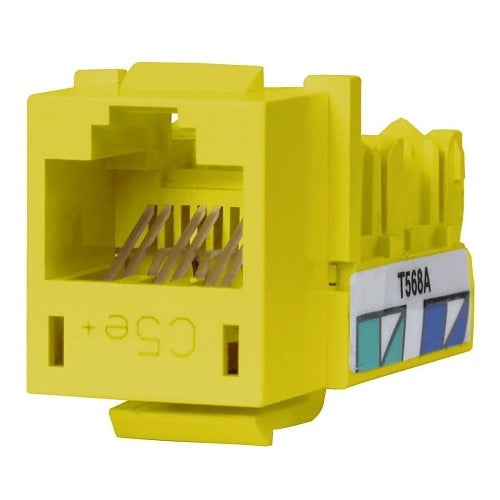 Hubbell HXJ5EY24 CAT5e Keystone Jack 8POS UNI A/B, Yellow, 24-Pack with CAT5e SPEEDGAIN JACKS